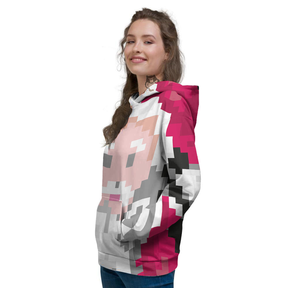 Santa Claus Christmas Pixel Print Women's Hoodie-grizzshop