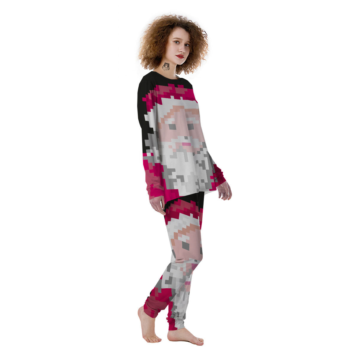Santa Claus Christmas Pixel Print Women's Pajamas-grizzshop