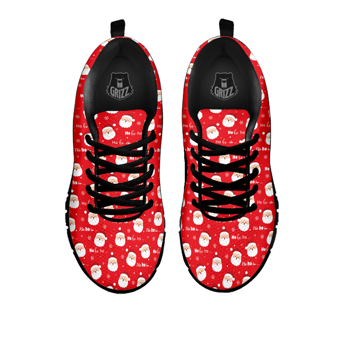 Santa Claus Christmas Print Pattern Black Sneaker-grizzshop