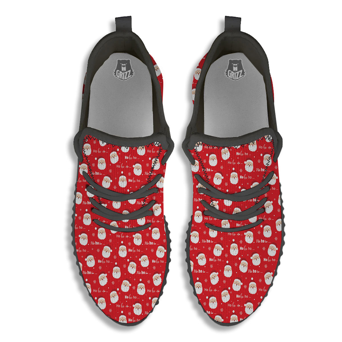 Santa Claus Christmas Print Pattern Black Walking Shoes-grizzshop