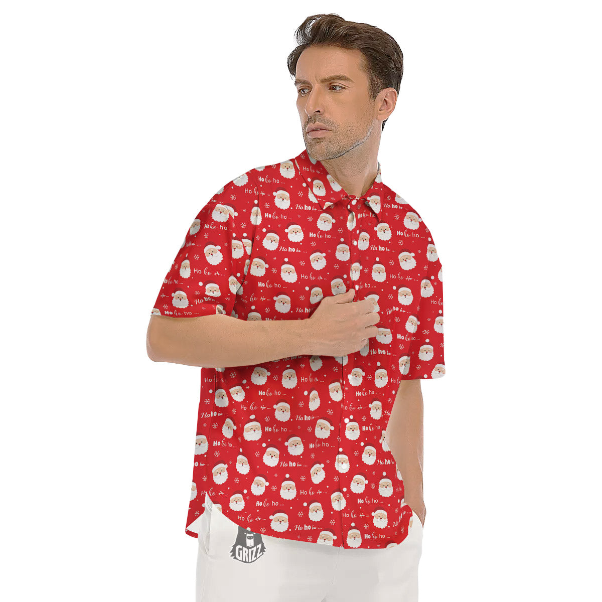 Santa Claus Christmas Print Pattern Men's Short Sleeve Shirts-grizzshop