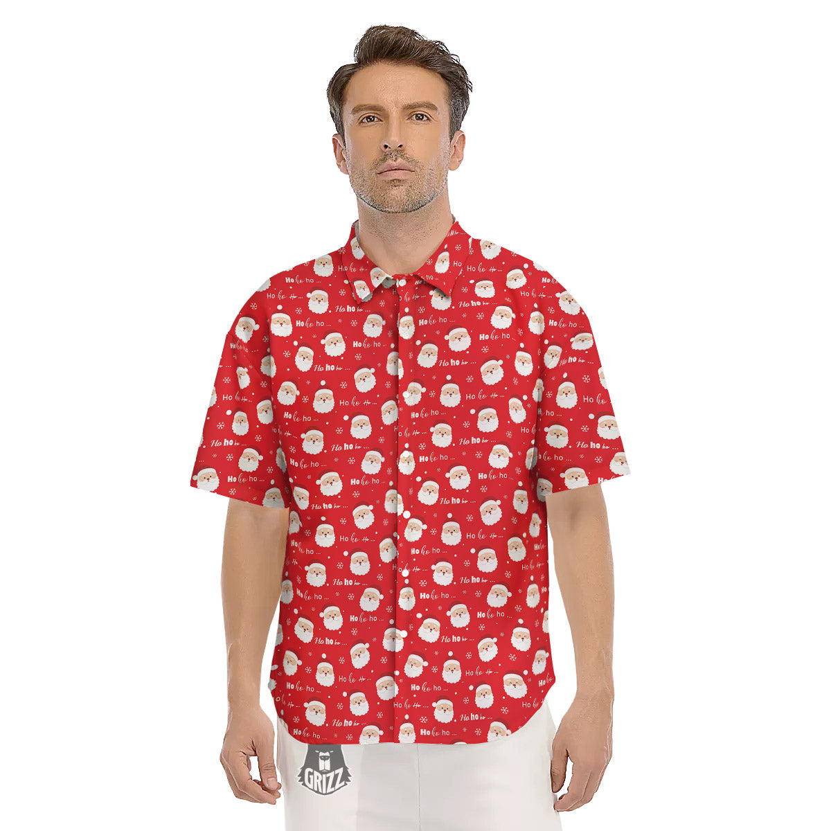 Santa Claus Christmas Print Pattern Men's Short Sleeve Shirts-grizzshop