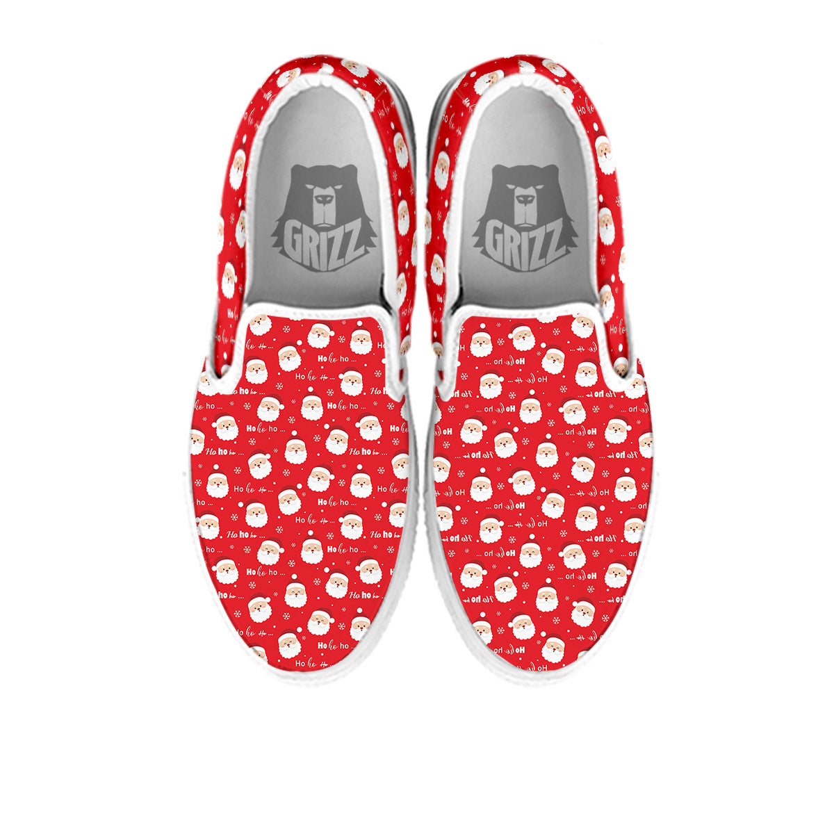 Santa Claus Christmas Print Pattern White Slip On Shoes-grizzshop