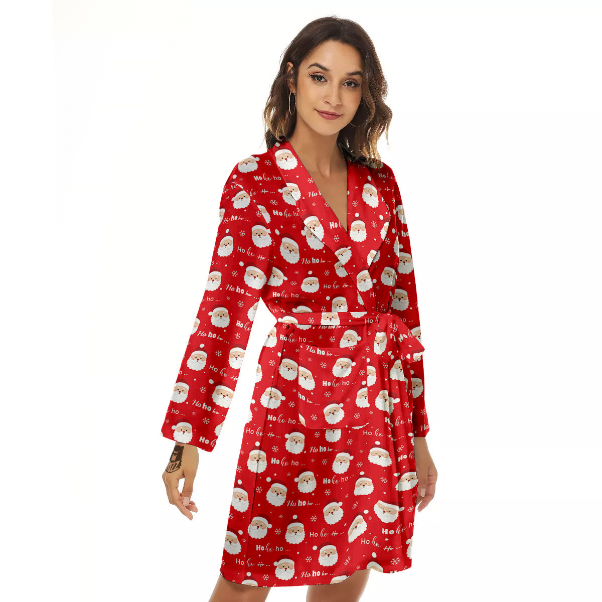 Santa Claus Christmas Print Pattern Women's Robe-grizzshop