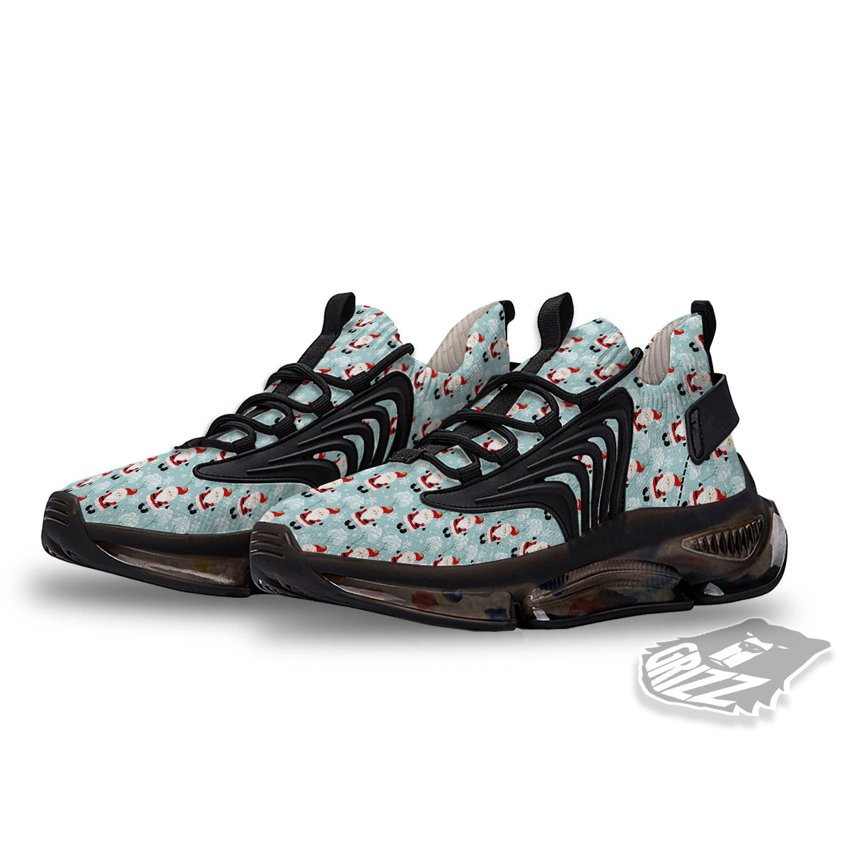 Santa Claus Cute Print Pattern Black Gym Shoes-grizzshop