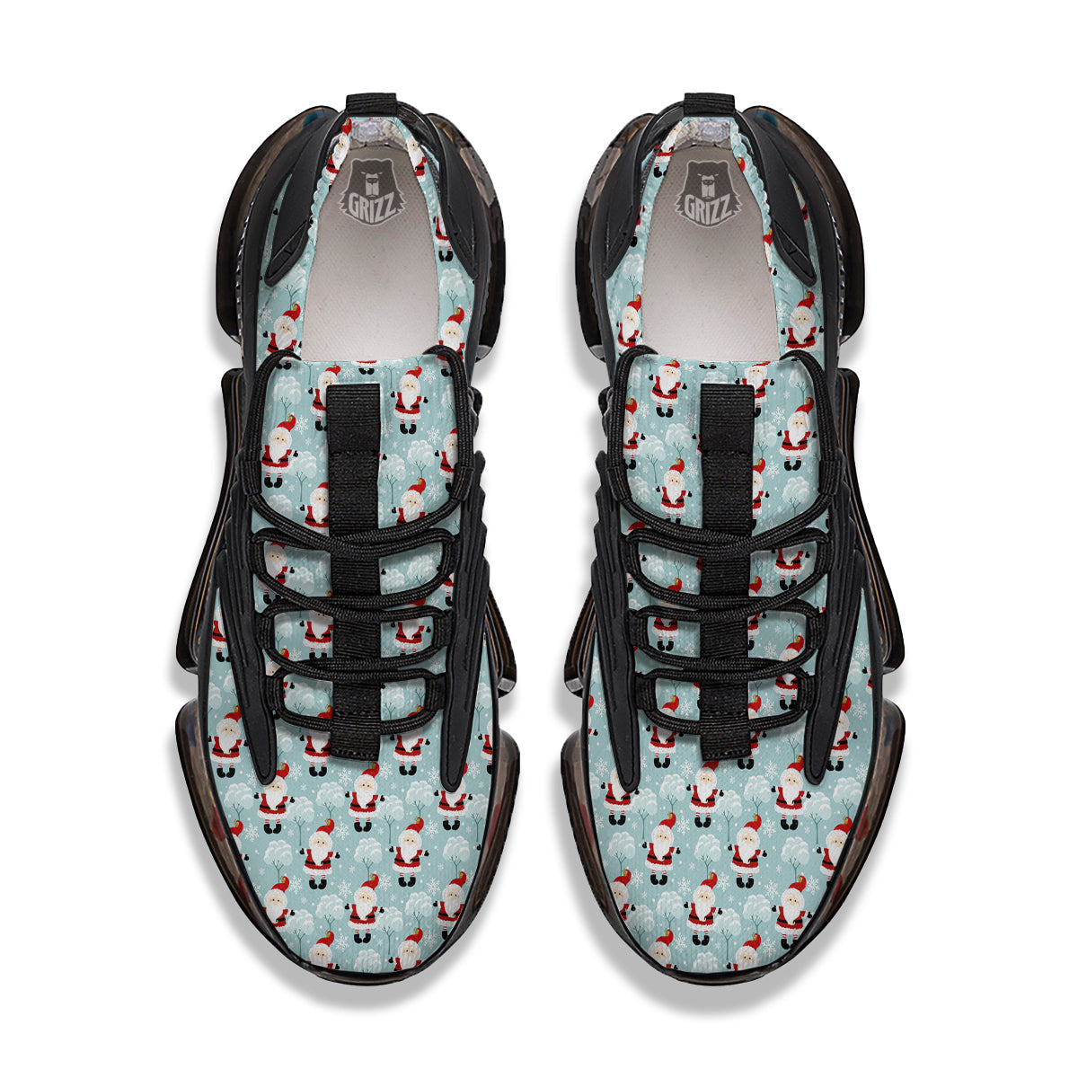 Santa Claus Cute Print Pattern Black Gym Shoes-grizzshop