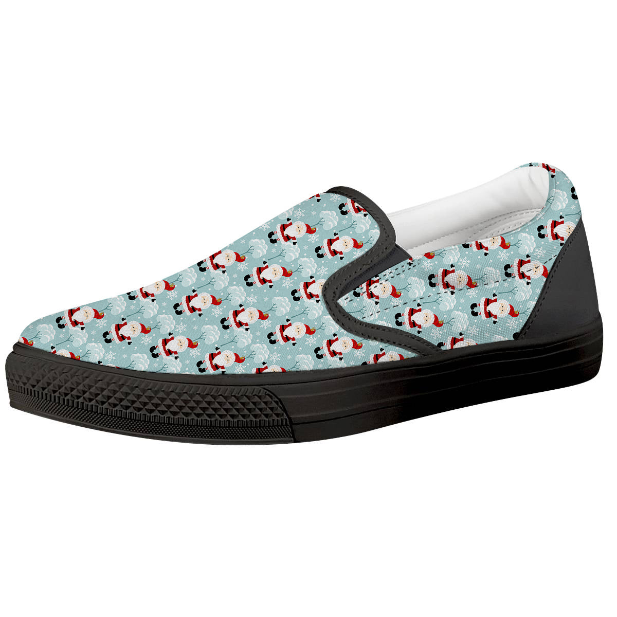 Santa Claus Cute Print Pattern Black Slip On Shoes-grizzshop