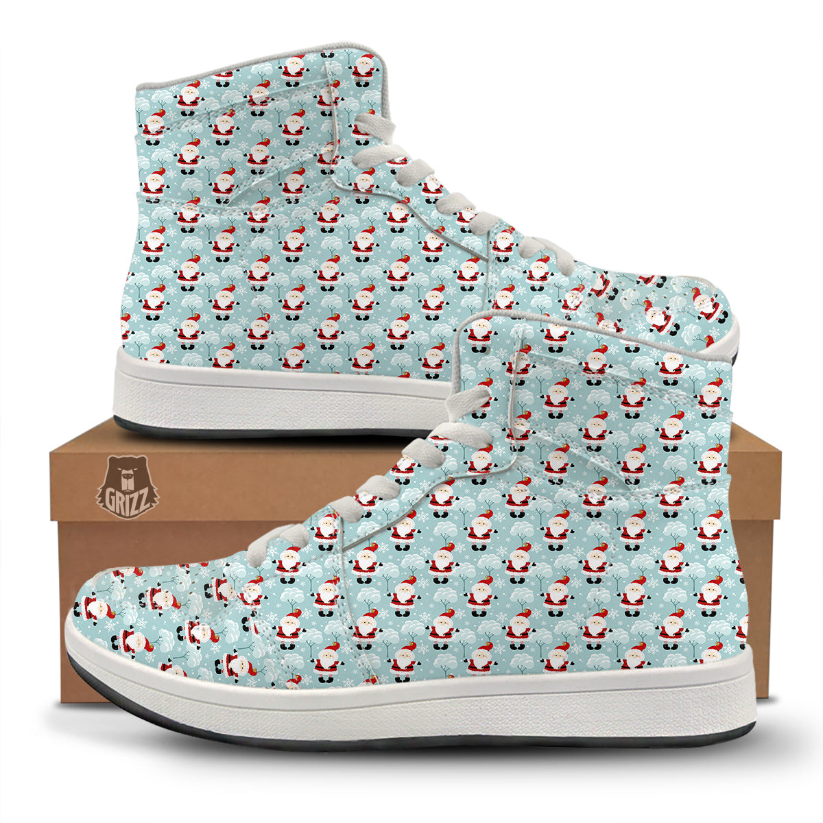 Santa Claus Cute Print Pattern High Top Sneakers-grizzshop