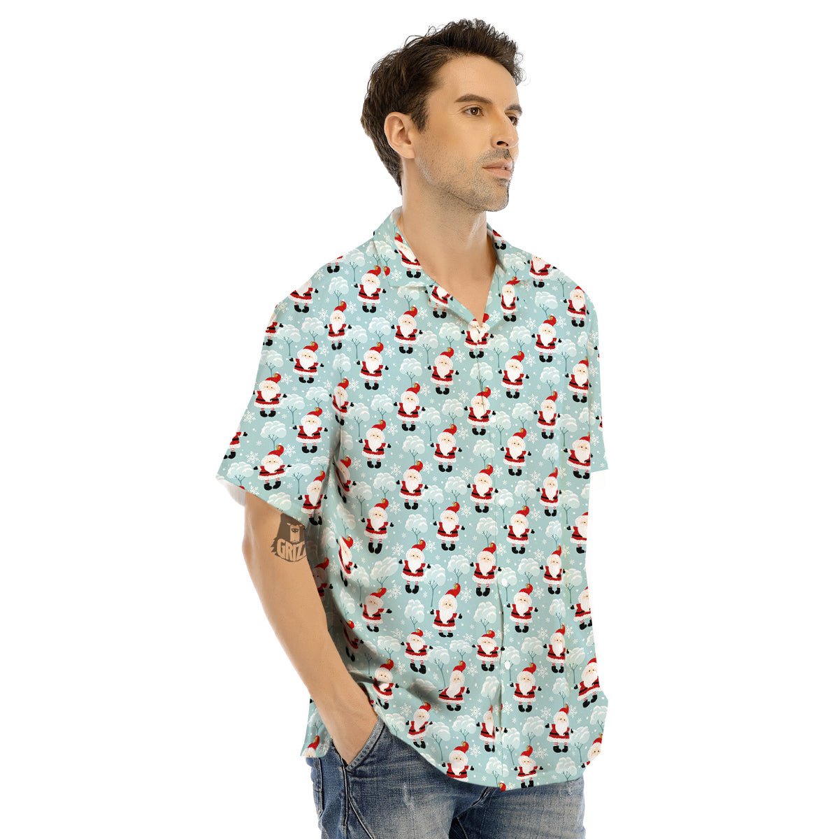 Santa Claus Cute Print Pattern Men's Hawaiian Shirt-grizzshop