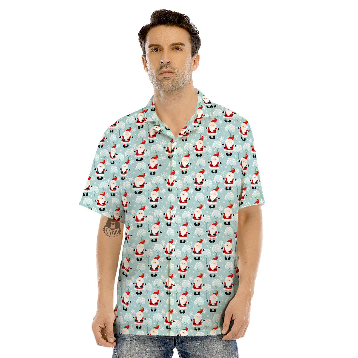 Santa Claus Cute Print Pattern Men's Hawaiian Shirt-grizzshop
