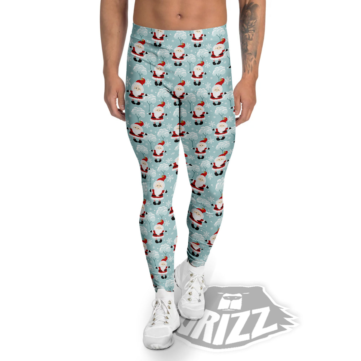 Santa Claus Cute Print Pattern Men's Leggings-grizzshop