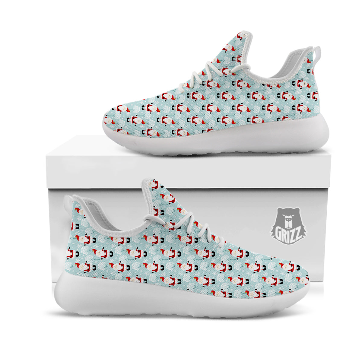 Santa Claus Cute Print Pattern White Athletic Shoes-grizzshop