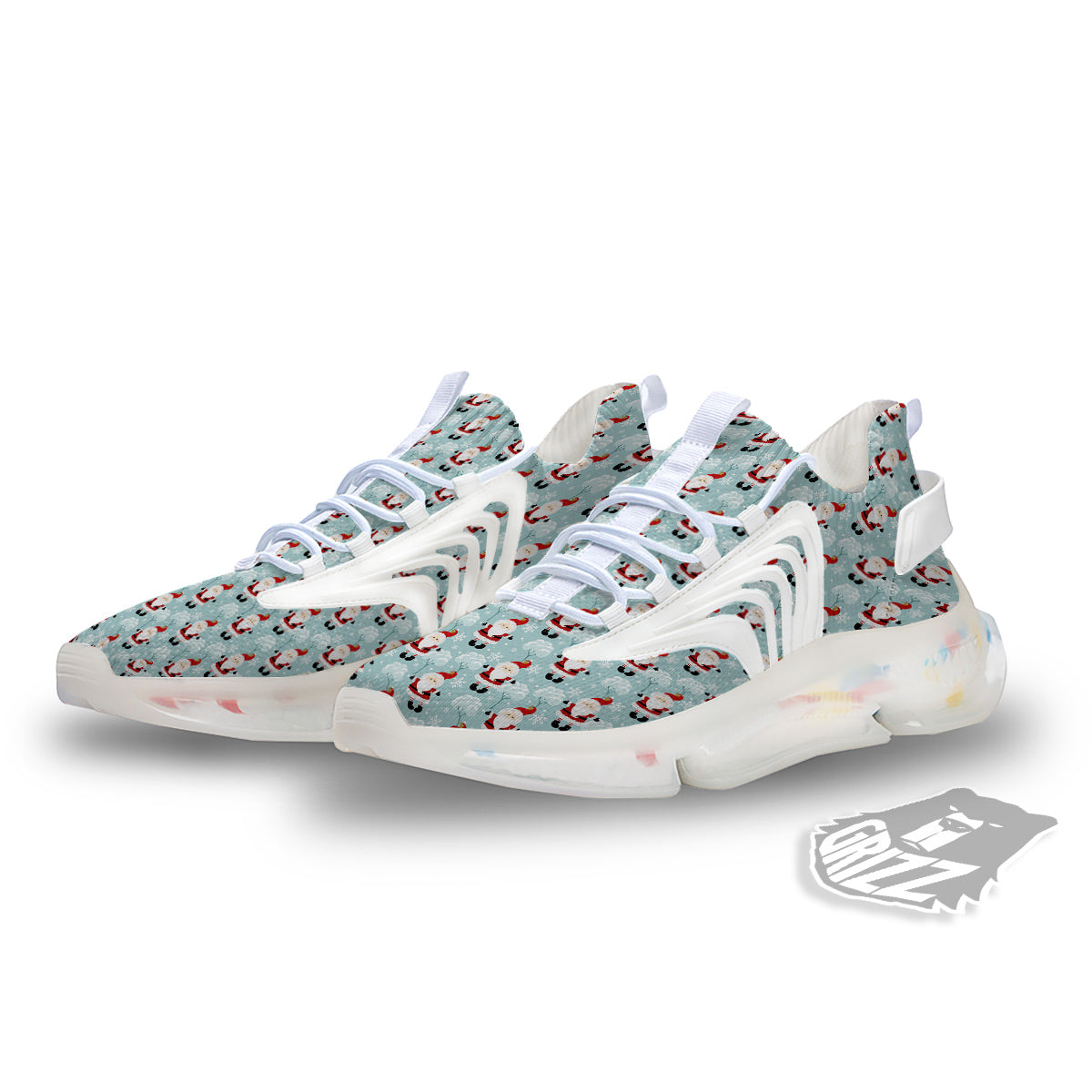 Santa Claus Cute Print Pattern White Gym Shoes-grizzshop