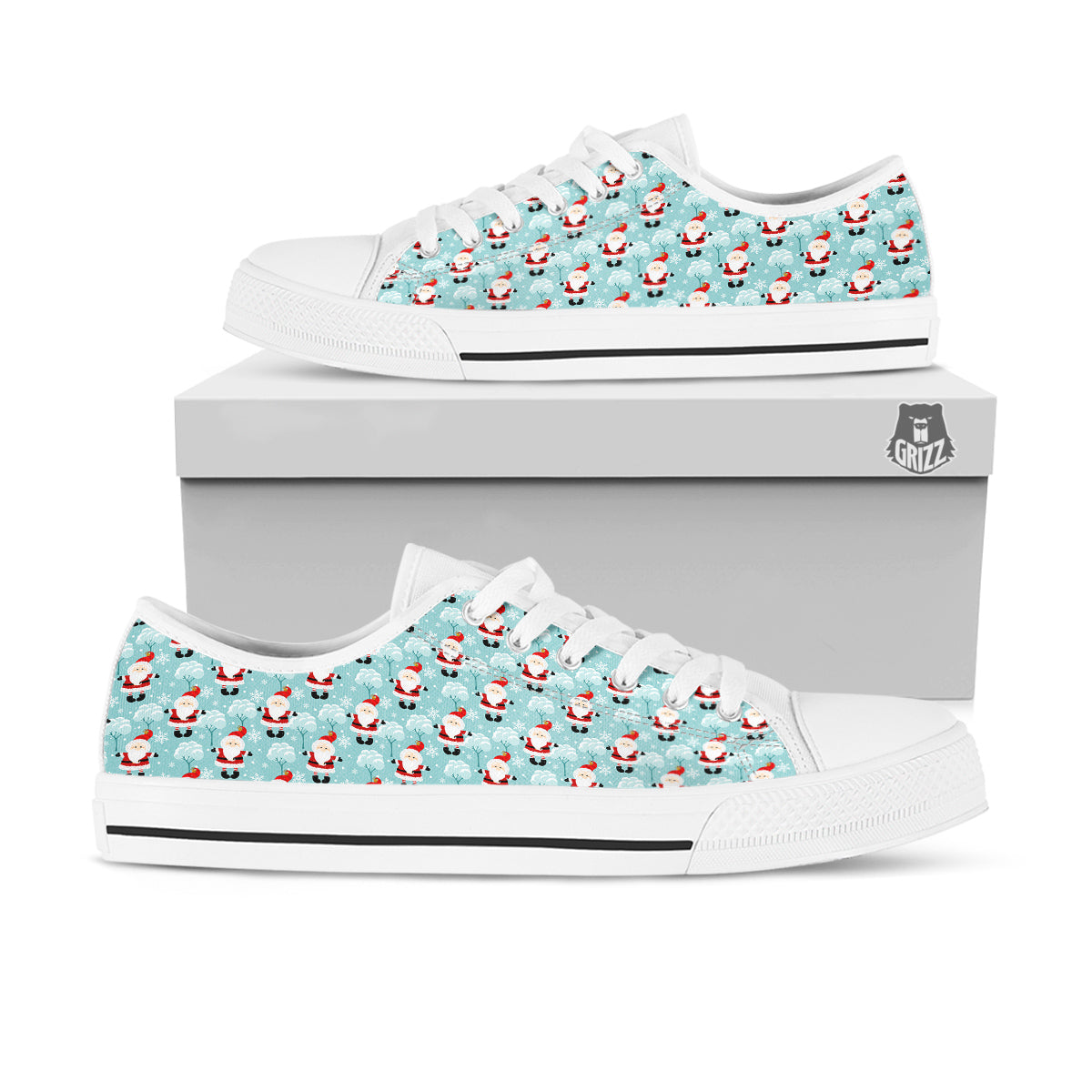 Santa Claus Cute Print Pattern White Low Top Shoes-grizzshop