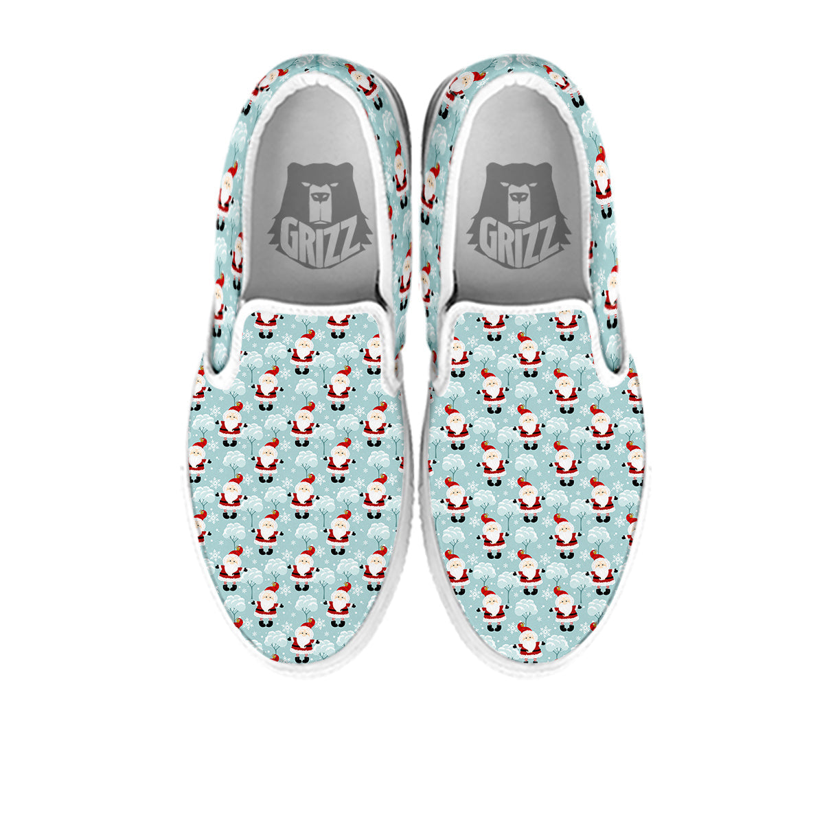 Santa Claus Cute Print Pattern White Slip On Shoes-grizzshop