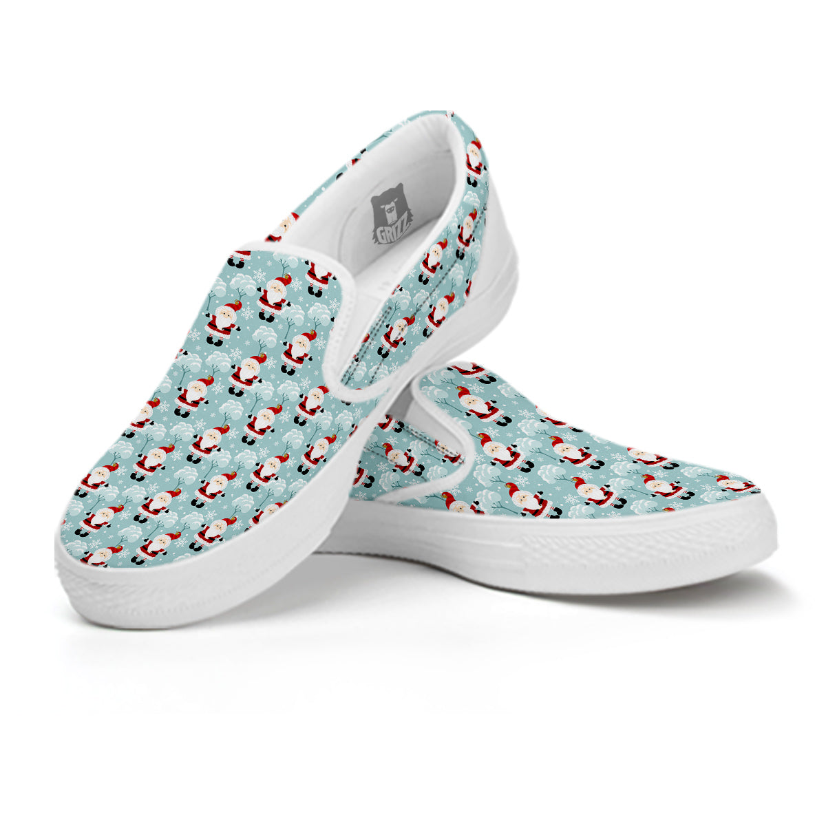 Santa Claus Cute Print Pattern White Slip On Shoes-grizzshop