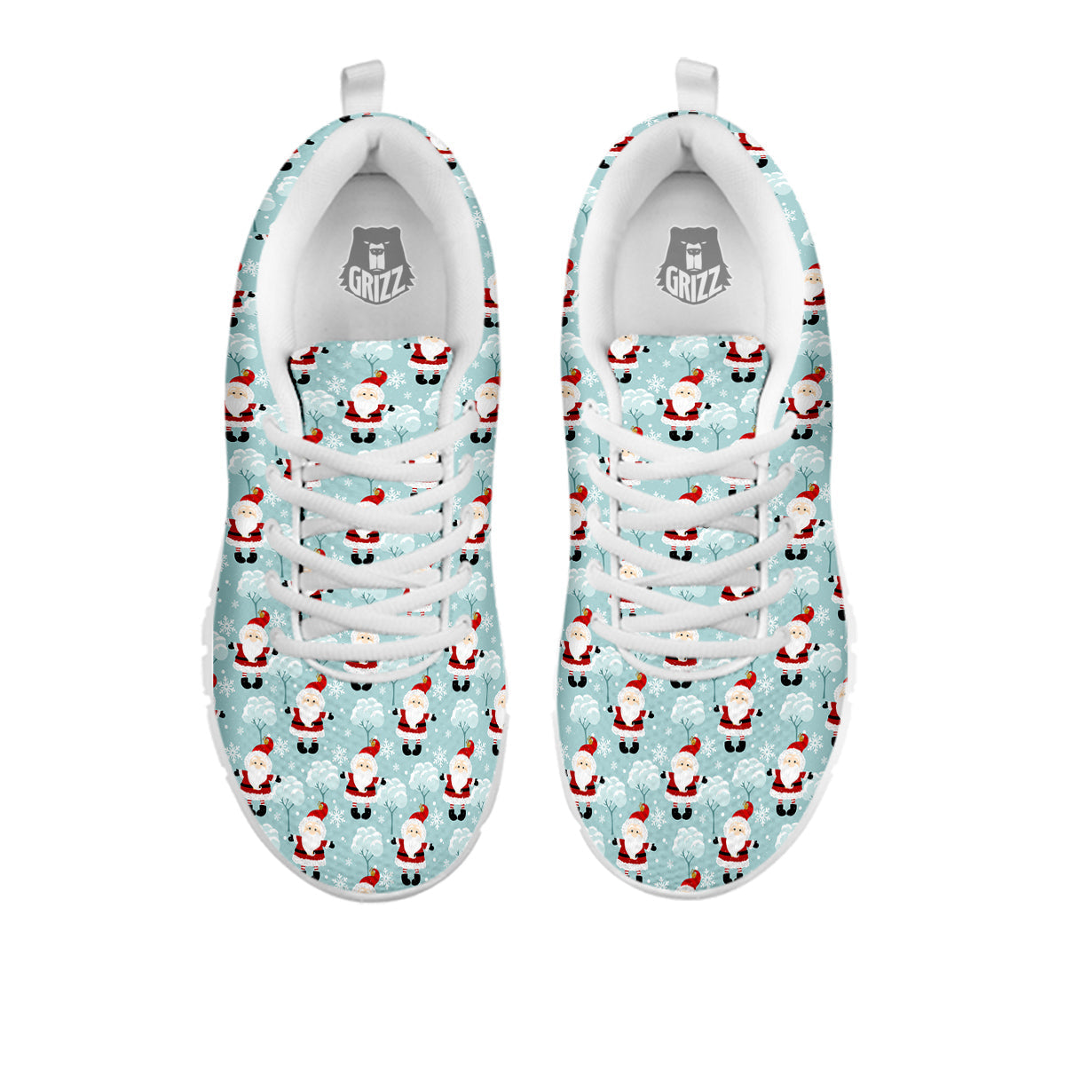 Santa Claus Cute Print Pattern White Sneaker-grizzshop