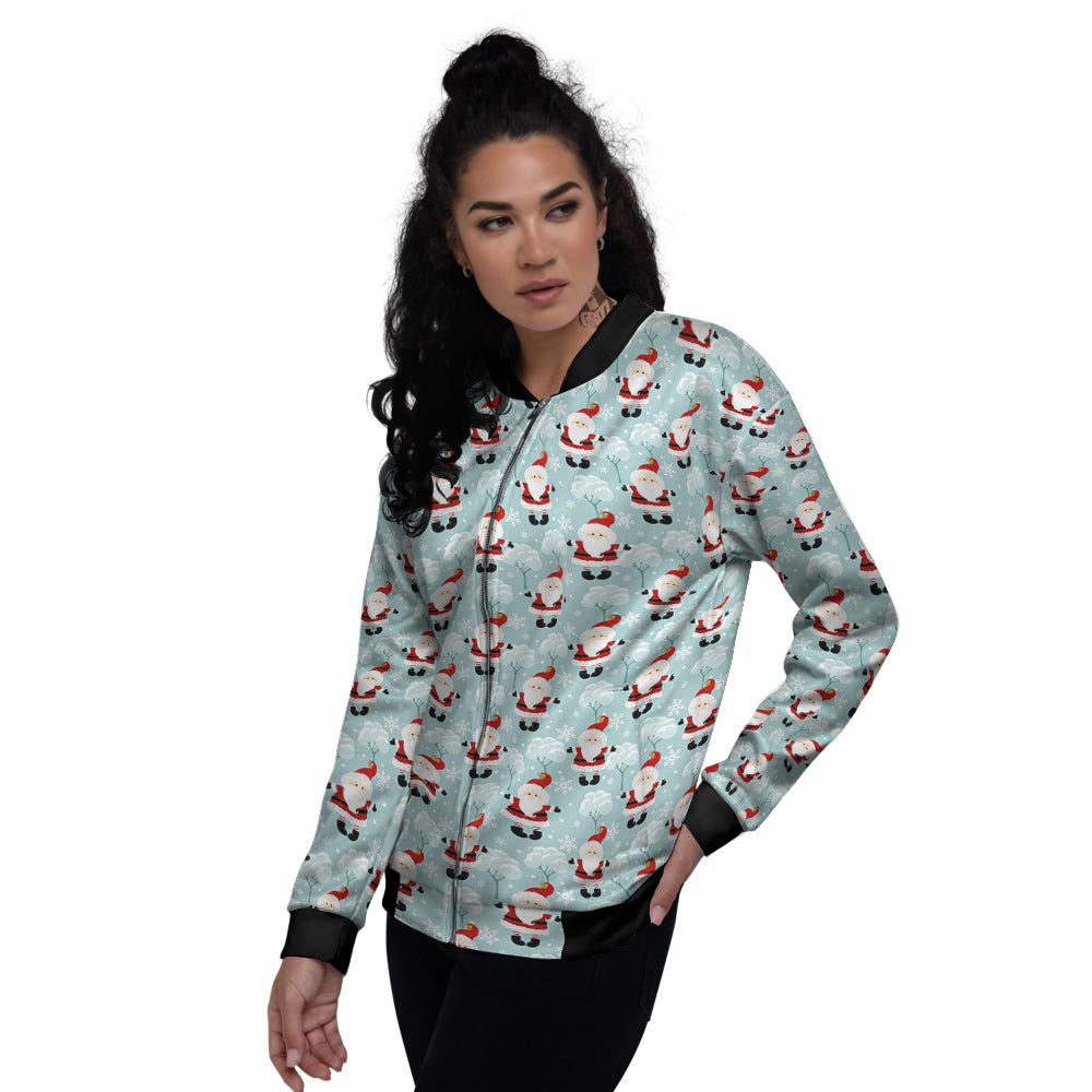Santa Claus Cute Print Pattern Women's Bomber Jacket-grizzshop