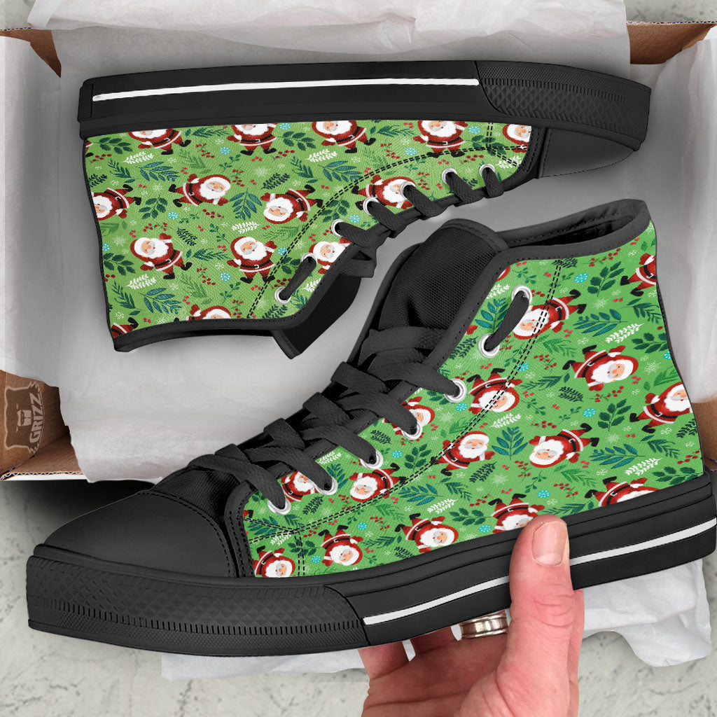 Santa Claus Happy Print Pattern High Top Shoes-grizzshop