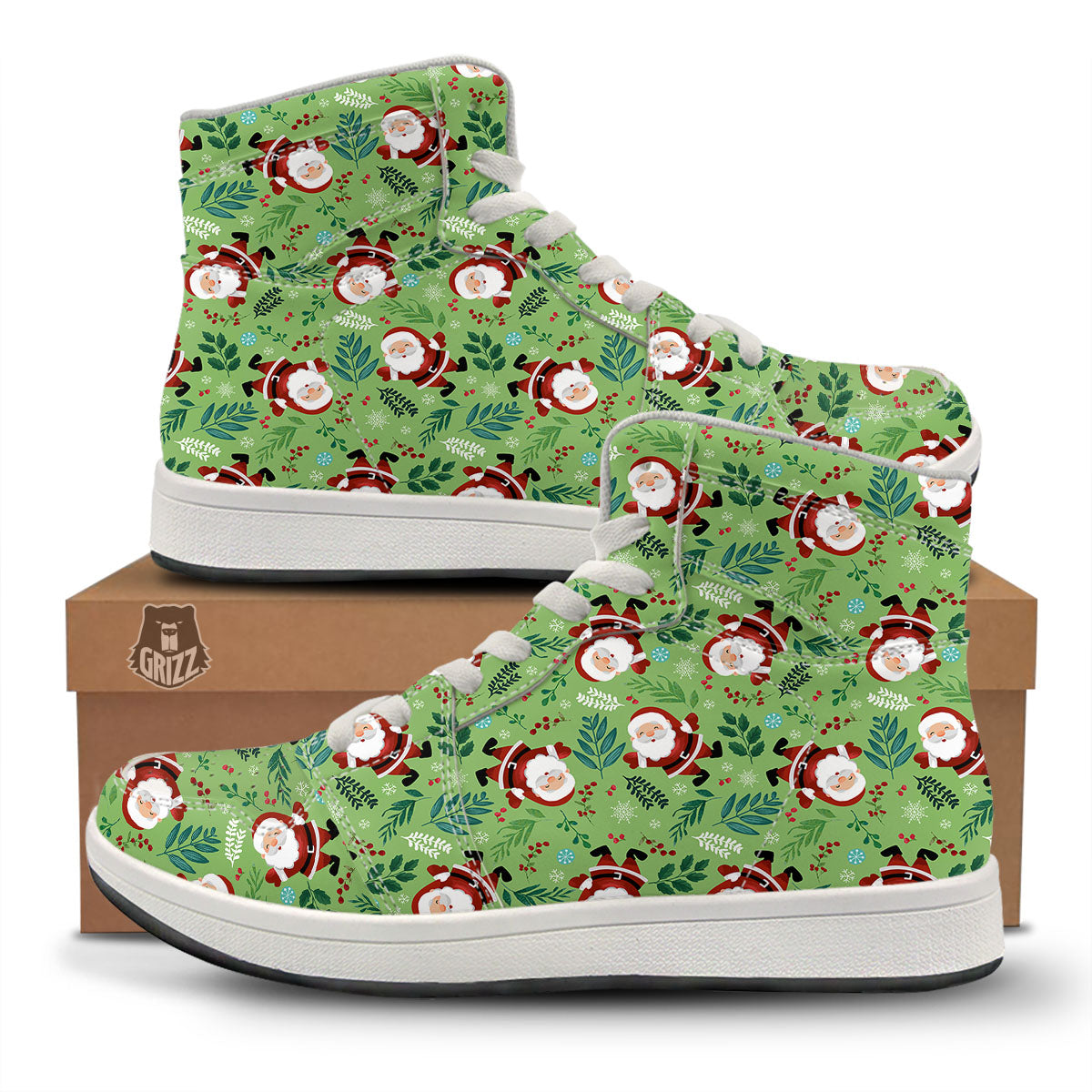 Santa Claus Happy Print Pattern High Top Sneakers-grizzshop