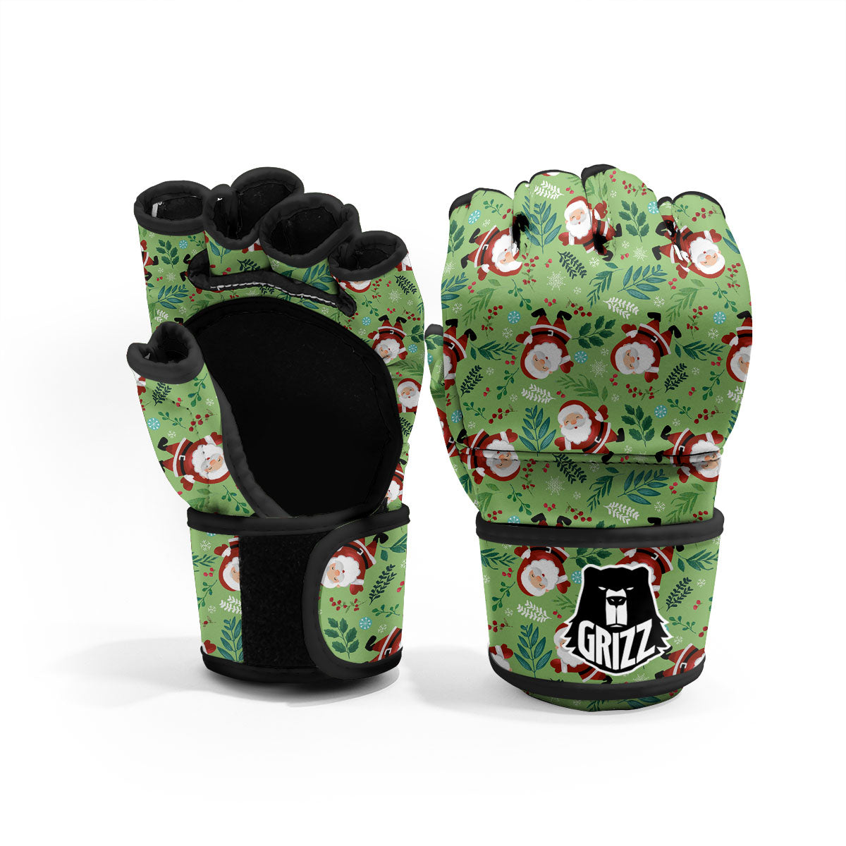 Santa Claus Happy Print Pattern MMA Gloves-grizzshop