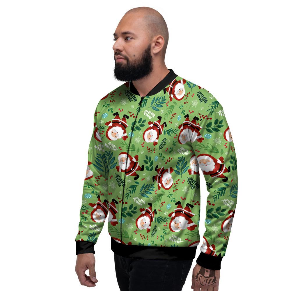 Santa Claus Happy Print Pattern Men's Bomber Jacket-grizzshop