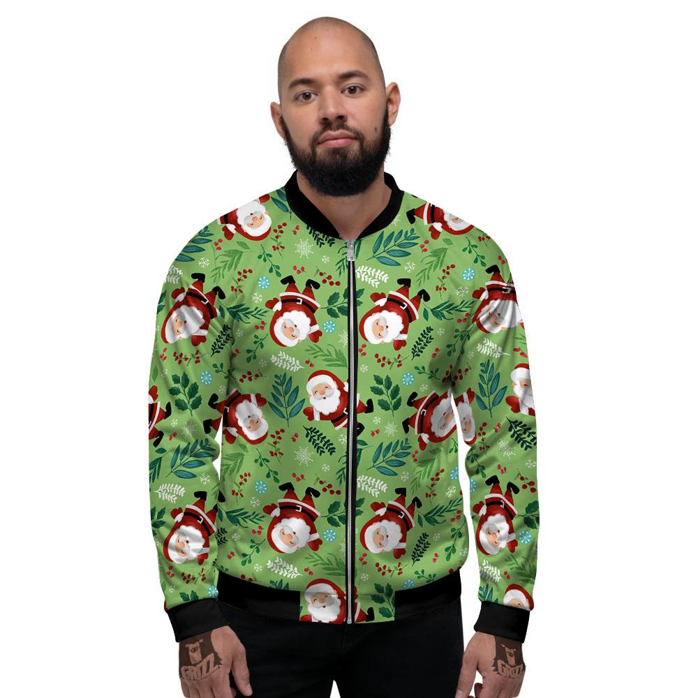 Santa Claus Happy Print Pattern Men's Bomber Jacket-grizzshop