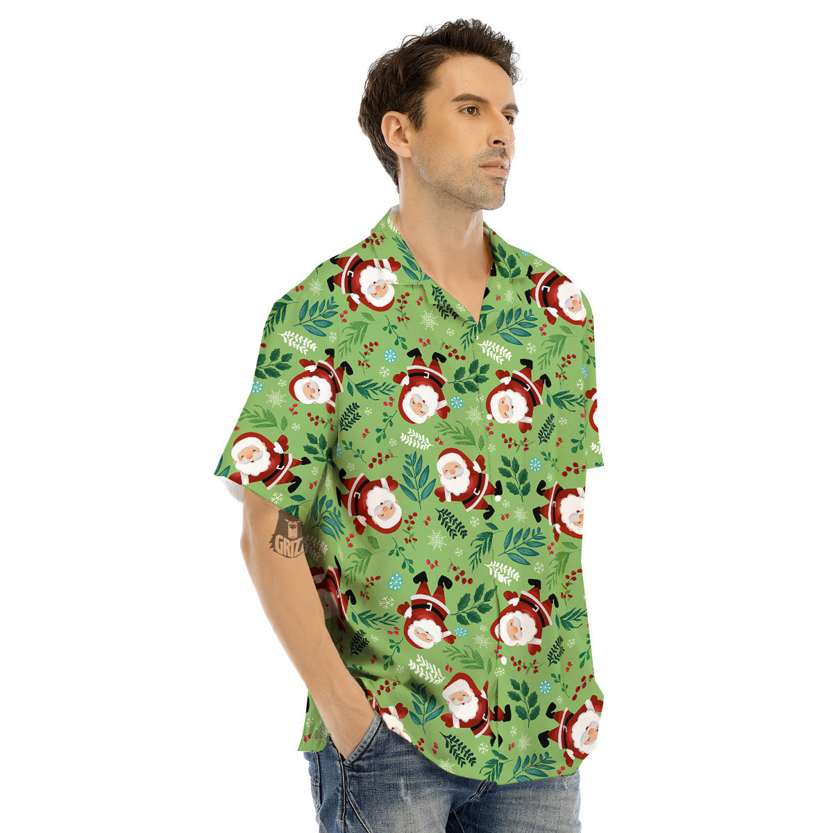 Santa Claus Happy Print Pattern Men's Hawaiian Shirt-grizzshop