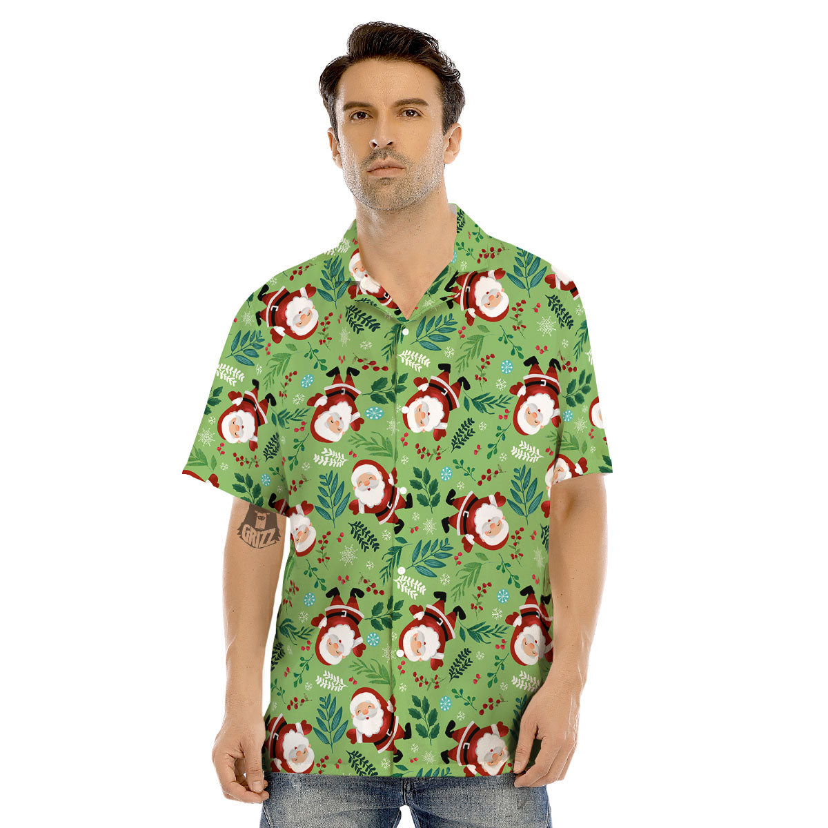 Santa Claus Happy Print Pattern Men's Hawaiian Shirt-grizzshop