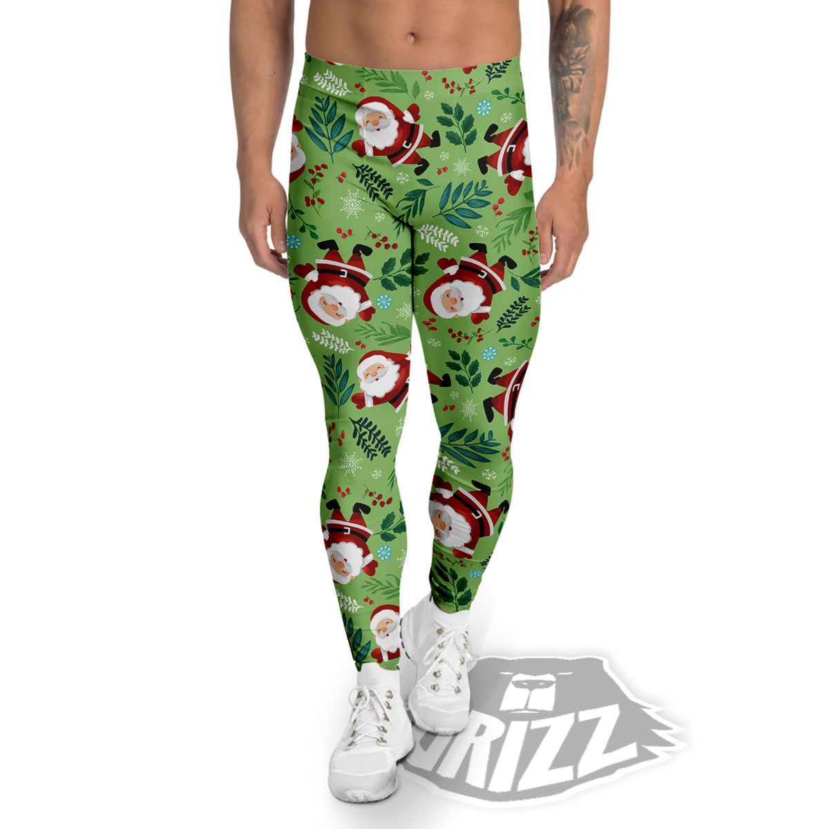Santa Claus Happy Print Pattern Men's Leggings-grizzshop