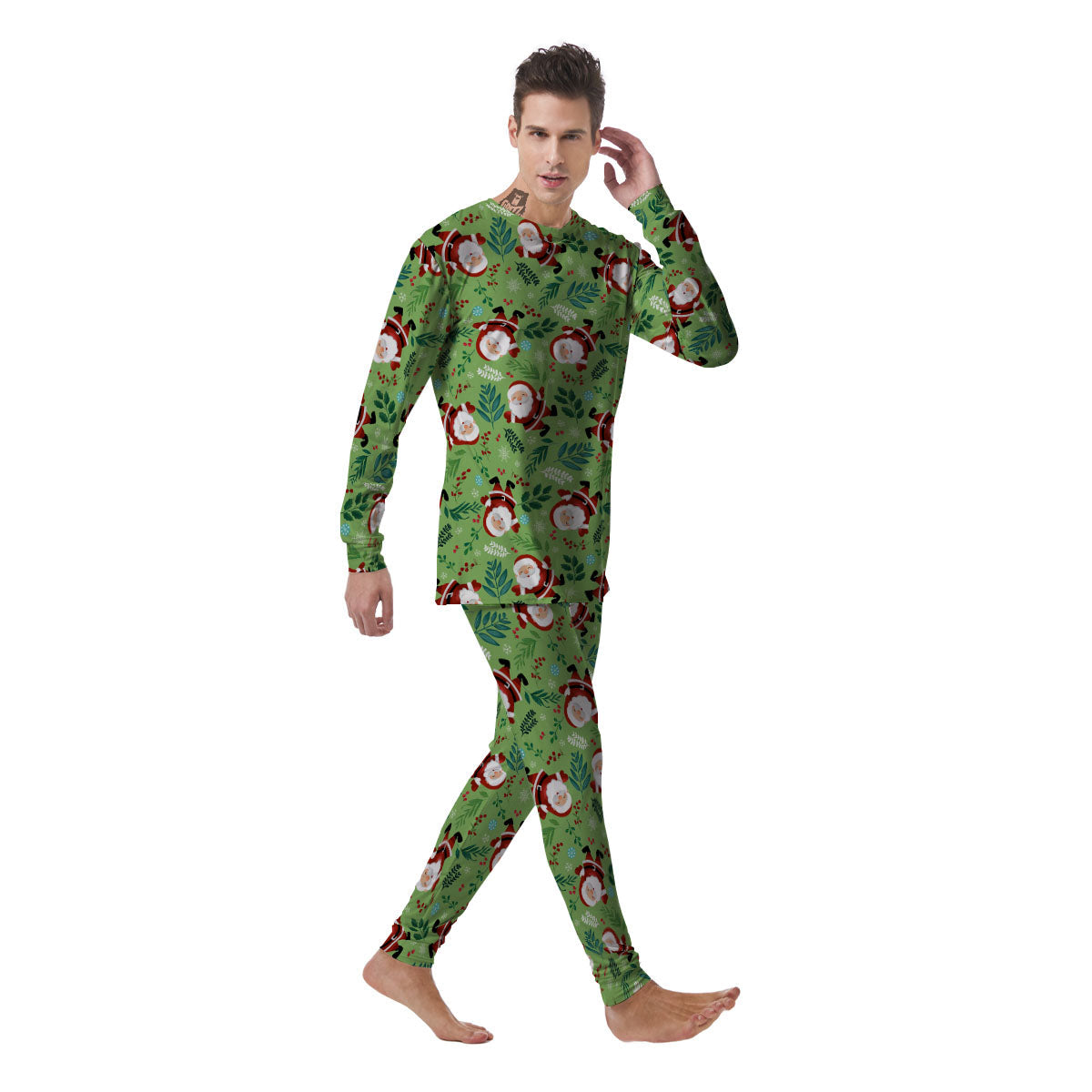 Santa Claus Happy Print Pattern Men's Pajamas-grizzshop