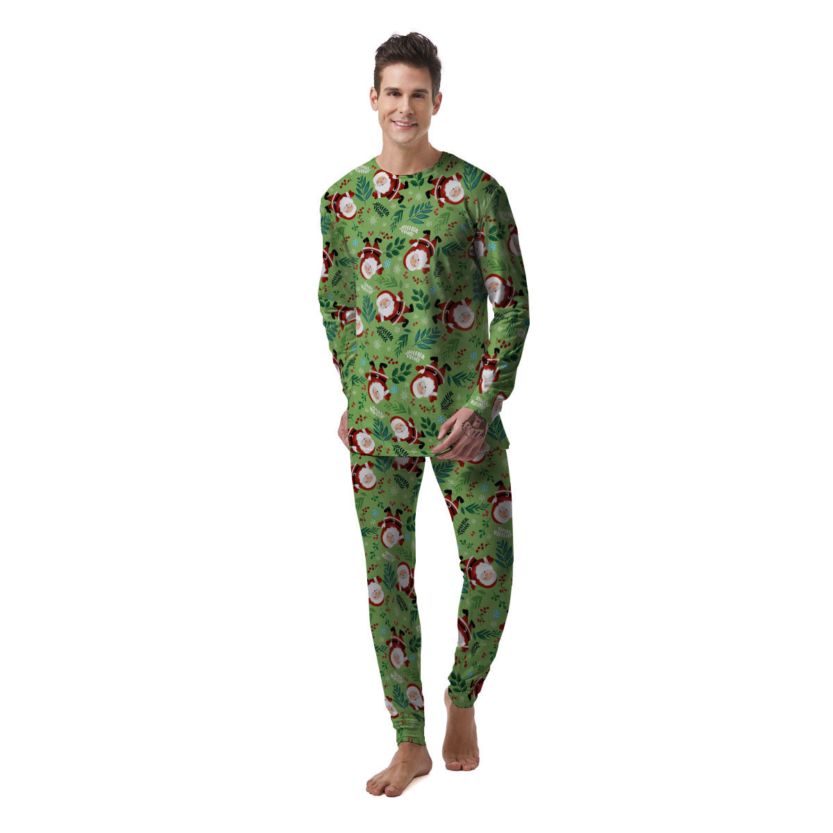 Santa Claus Happy Print Pattern Men's Pajamas-grizzshop