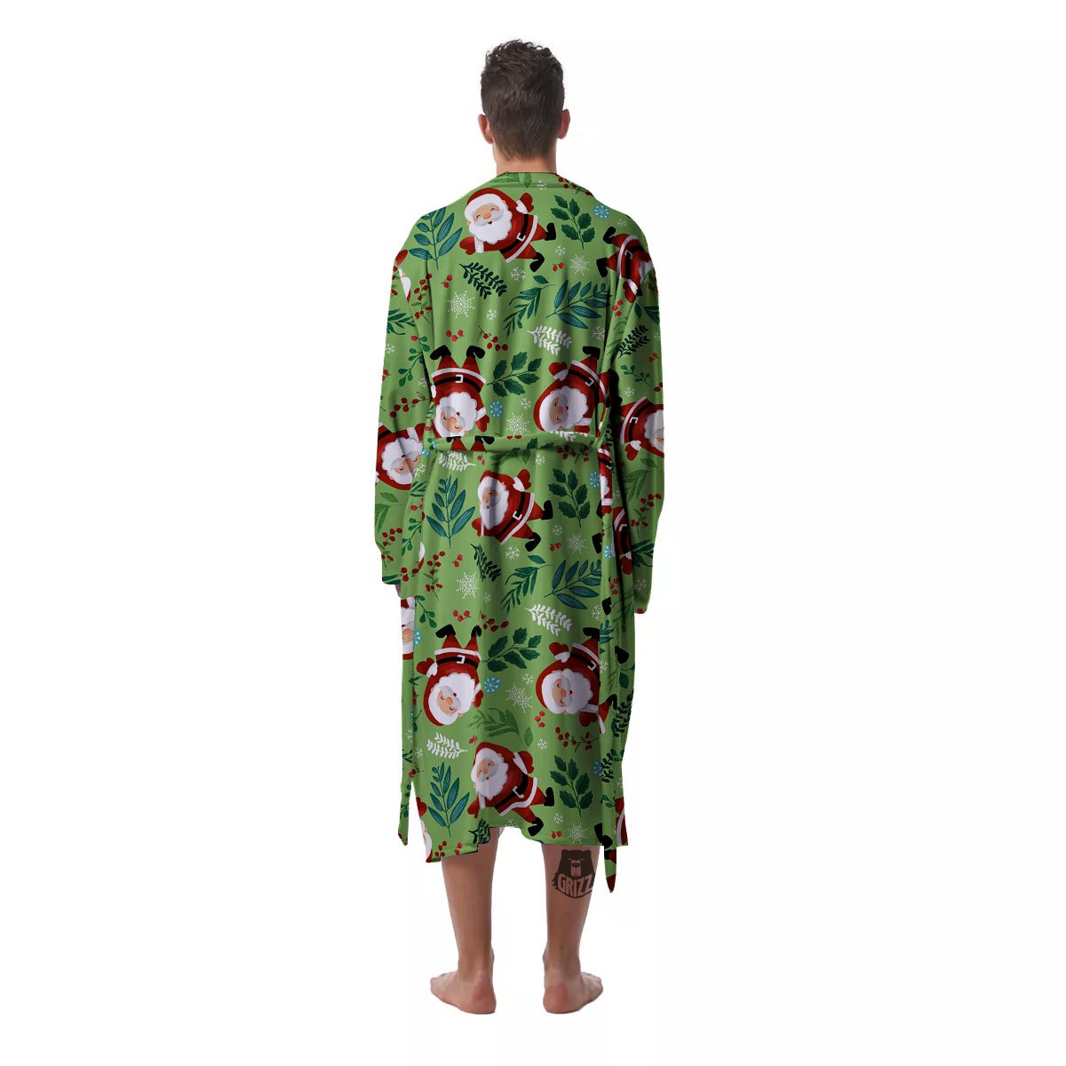 Santa Claus Happy Print Pattern Men's Robe-grizzshop