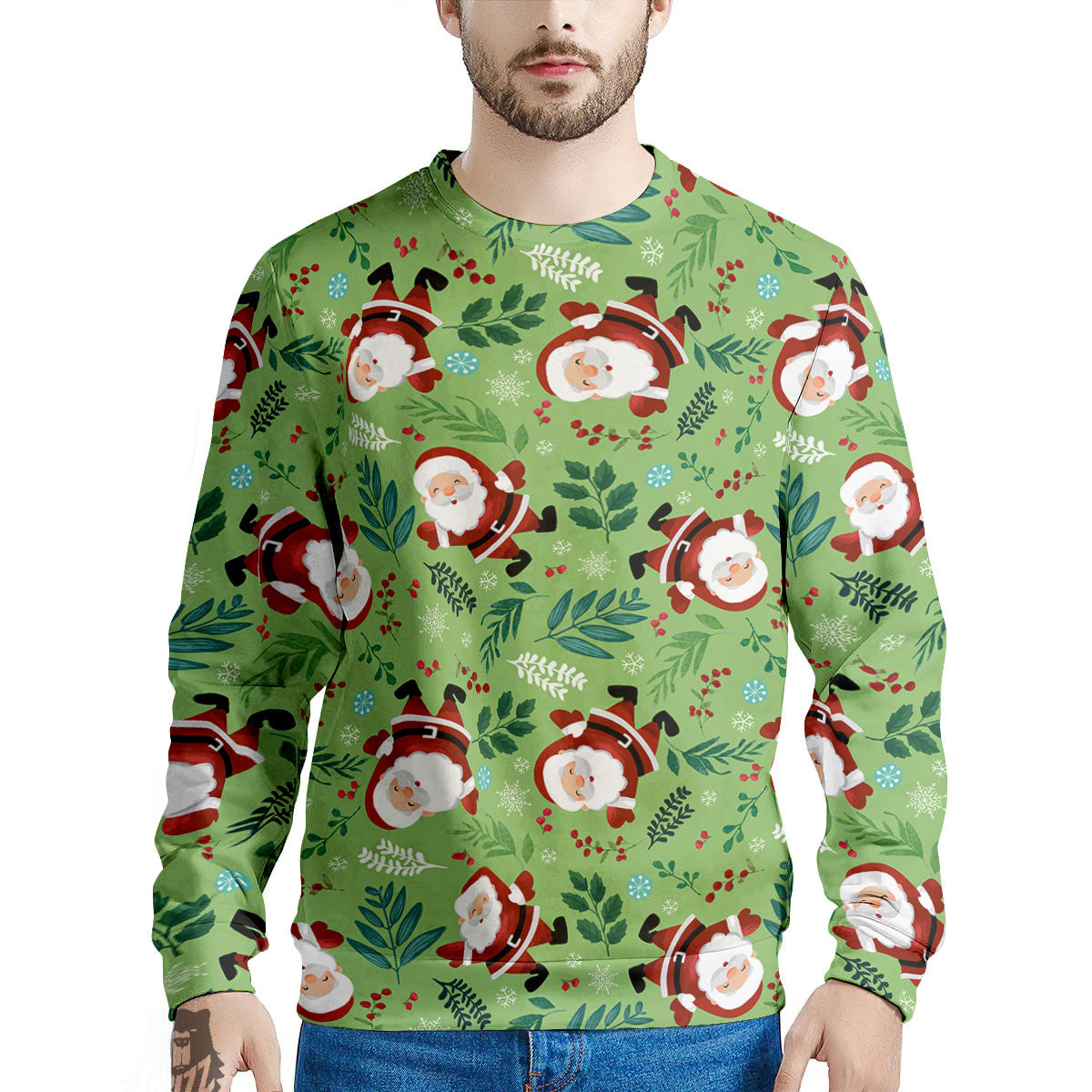 Santa Claus Happy Print Pattern Men's Sweatshirt-grizzshop