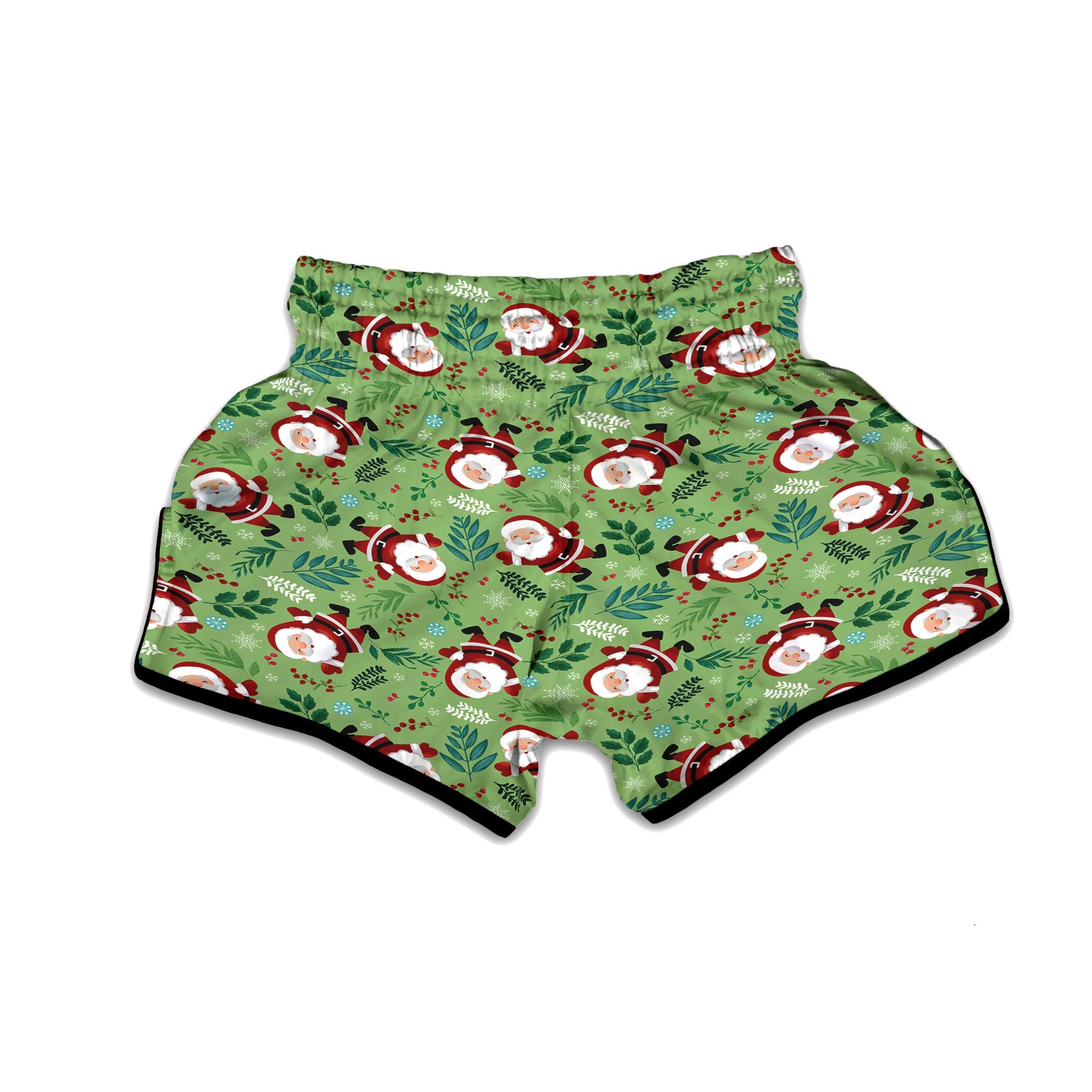 Santa Claus Happy Print Pattern Muay Thai Boxing Shorts-grizzshop