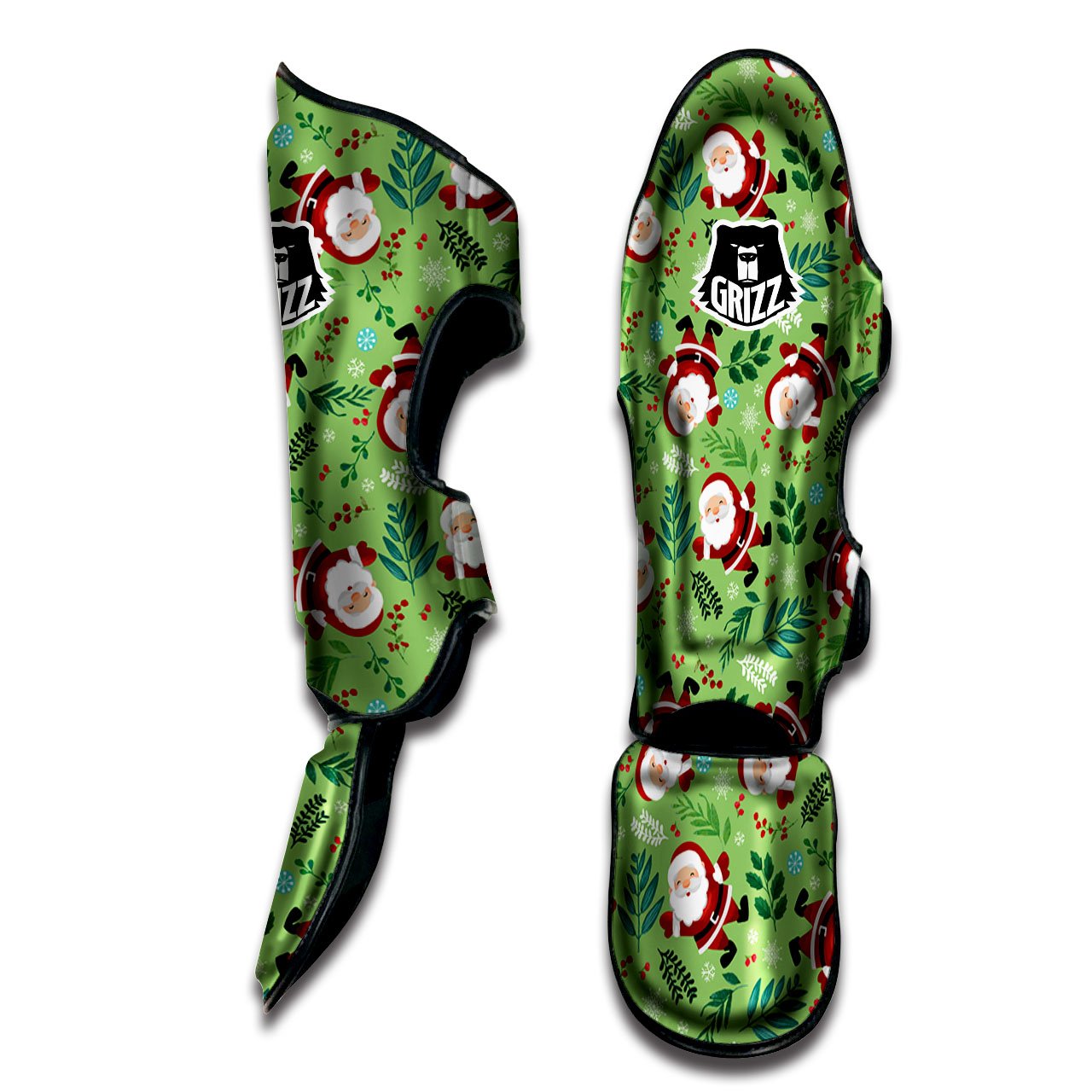 Santa Claus Happy Print Pattern Muay Thai Shin Guards-grizzshop