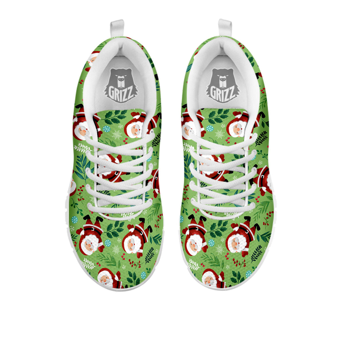 Santa Claus Happy Print Pattern White Sneaker-grizzshop