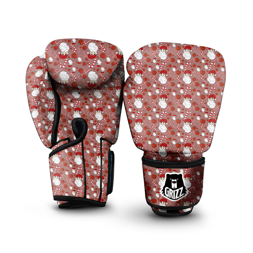 Santa Claus Hat And Candy Print Pattern Boxing Gloves-grizzshop