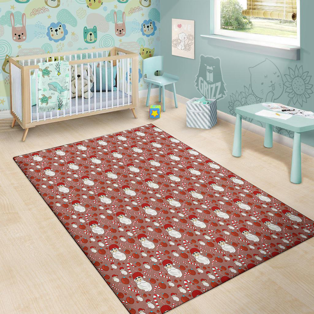 Santa Claus Hat And Candy Print Pattern Floor Mat-grizzshop
