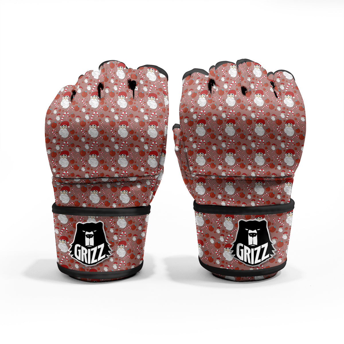 Santa Claus Hat And Candy Print Pattern MMA Gloves-grizzshop