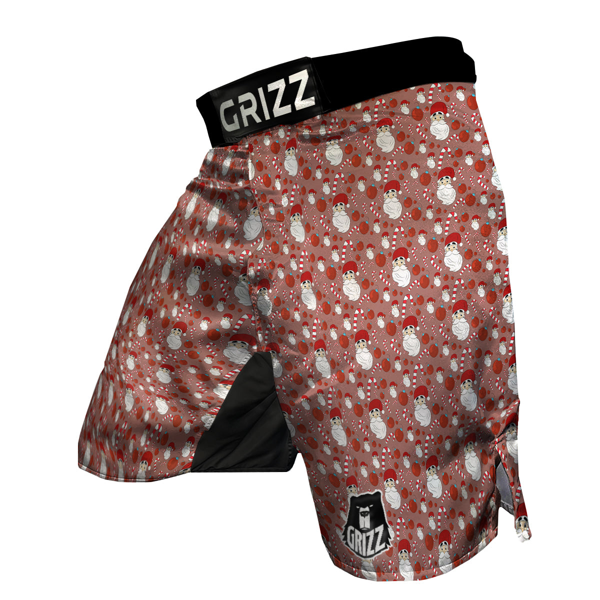 Santa Claus Hat And Candy Print Pattern MMA Shorts-grizzshop