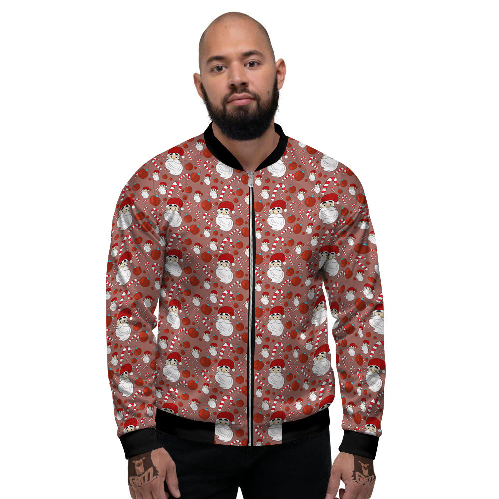 Santa Claus Hat And Candy Print Pattern Men's Bomber Jacket-grizzshop