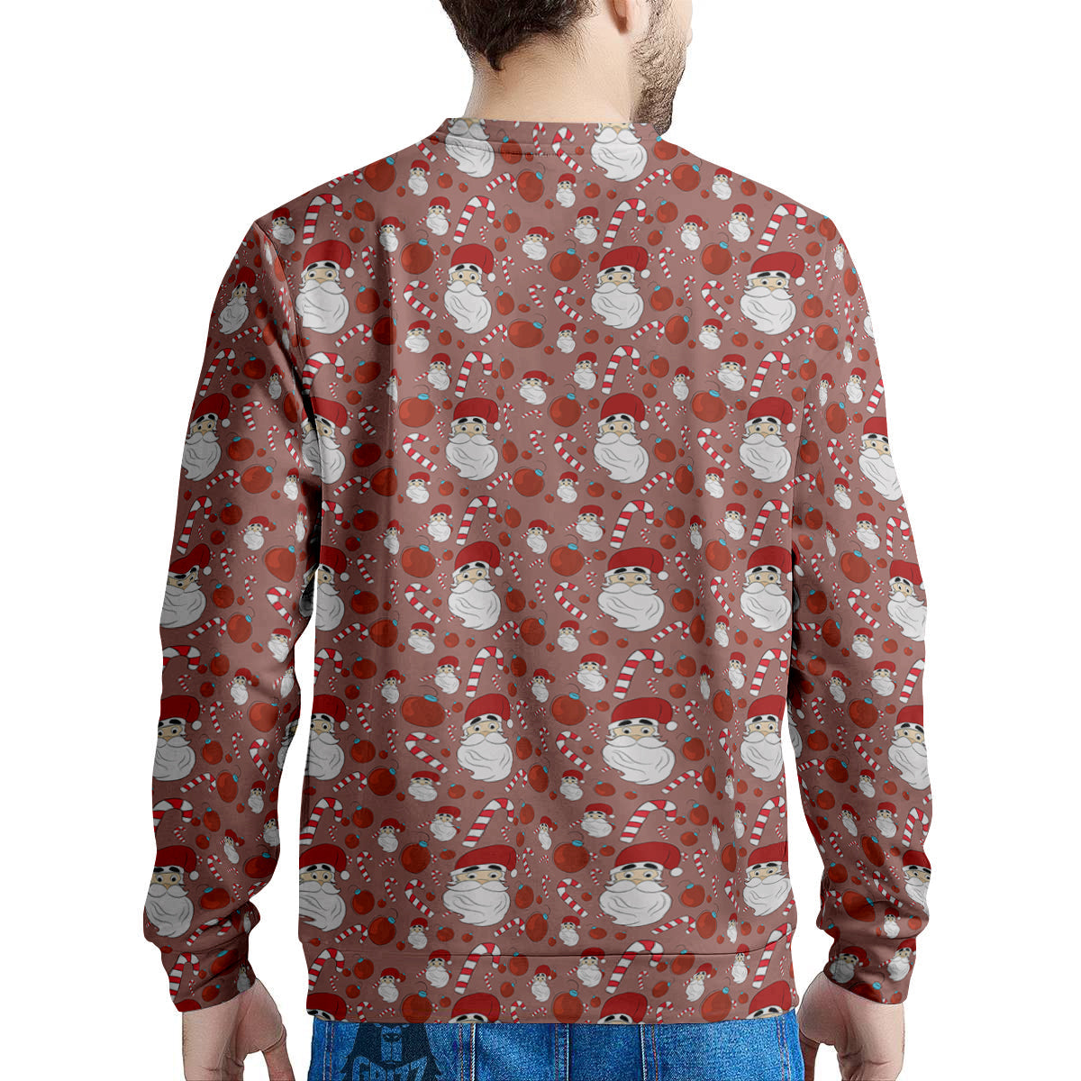 Santa Claus Hat And Candy Print Pattern Men's Sweatshirt-grizzshop