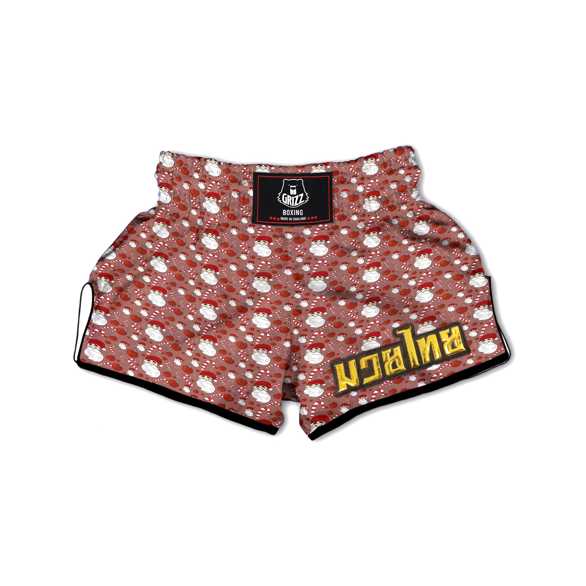 Santa Claus Hat And Candy Print Pattern Muay Thai Boxing Shorts-grizzshop
