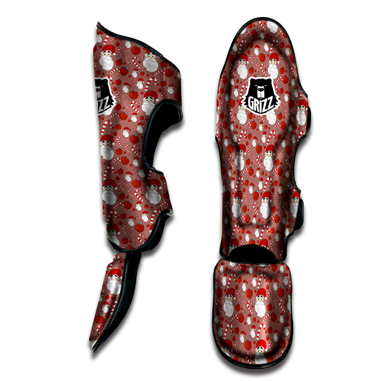 Santa Claus Hat And Candy Print Pattern Muay Thai Shin Guards-grizzshop