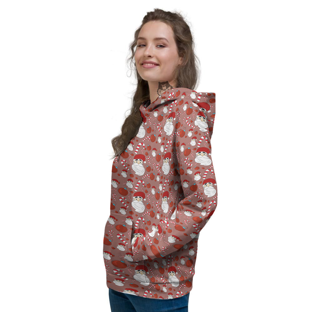 Santa Claus Hat And Candy Print Pattern Women's Hoodie-grizzshop