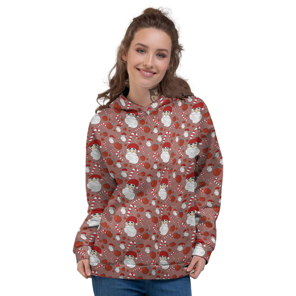 Santa Claus Hat And Candy Print Pattern Women's Hoodie-grizzshop