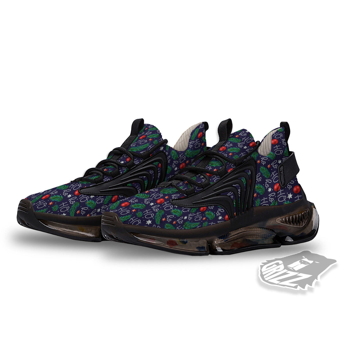 Santa Claus Laugh Christmas Hohoho Print Black Gym Shoes-grizzshop