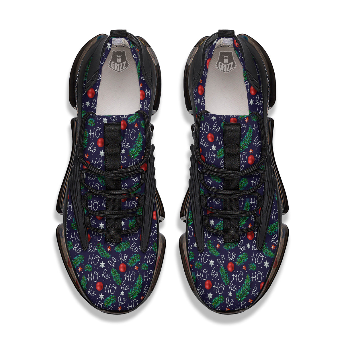Santa Claus Laugh Christmas Hohoho Print Black Gym Shoes-grizzshop