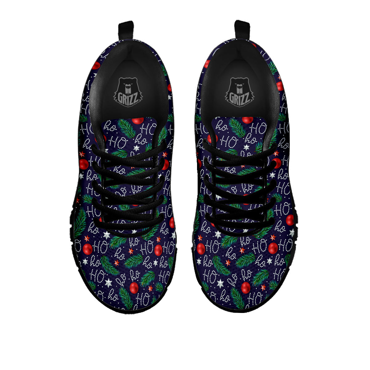Santa Claus Laugh Christmas Hohoho Print Black Sneaker-grizzshop